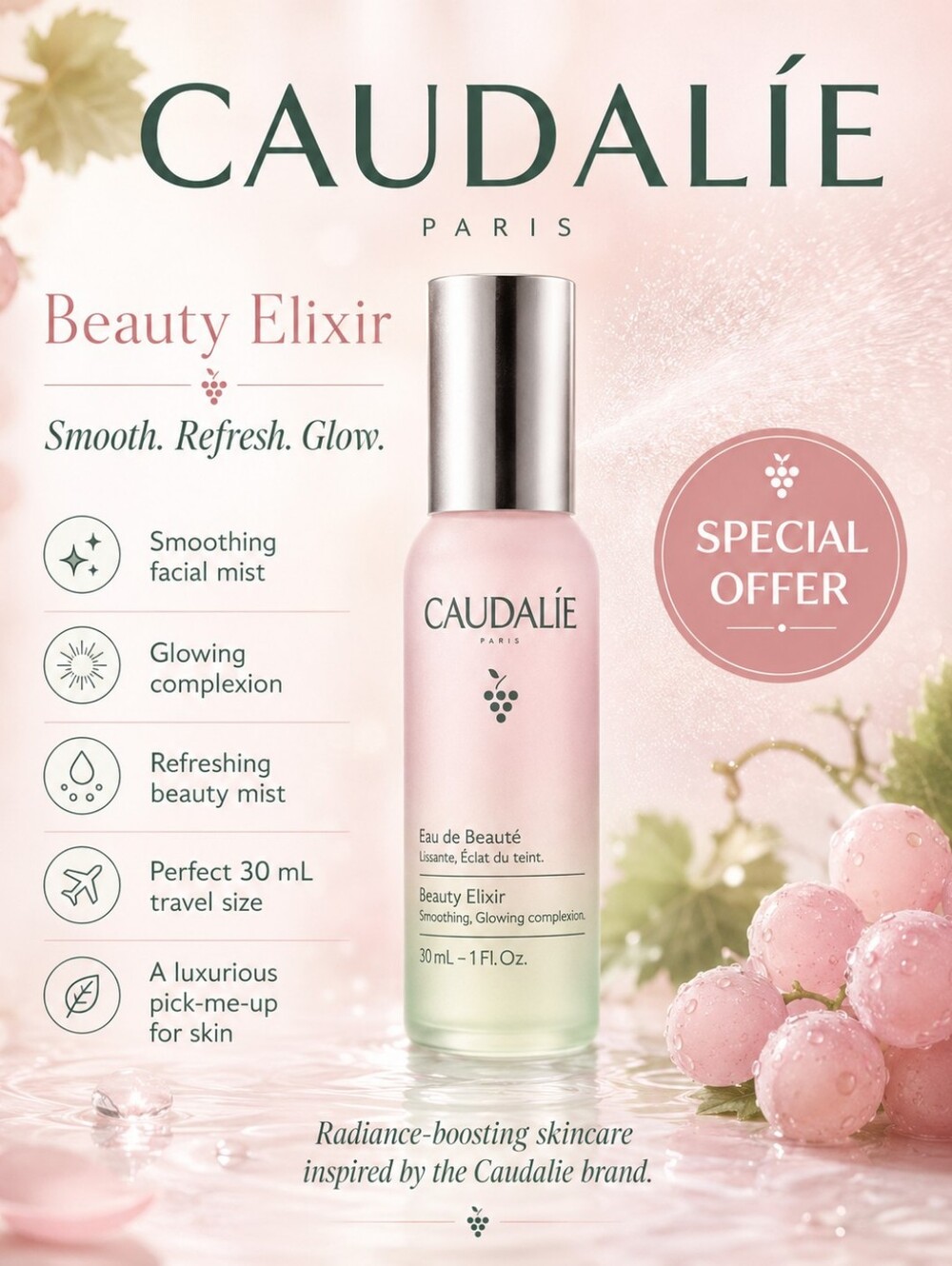 Caudalie Pink and Green Beauty Elixir Facial Mist